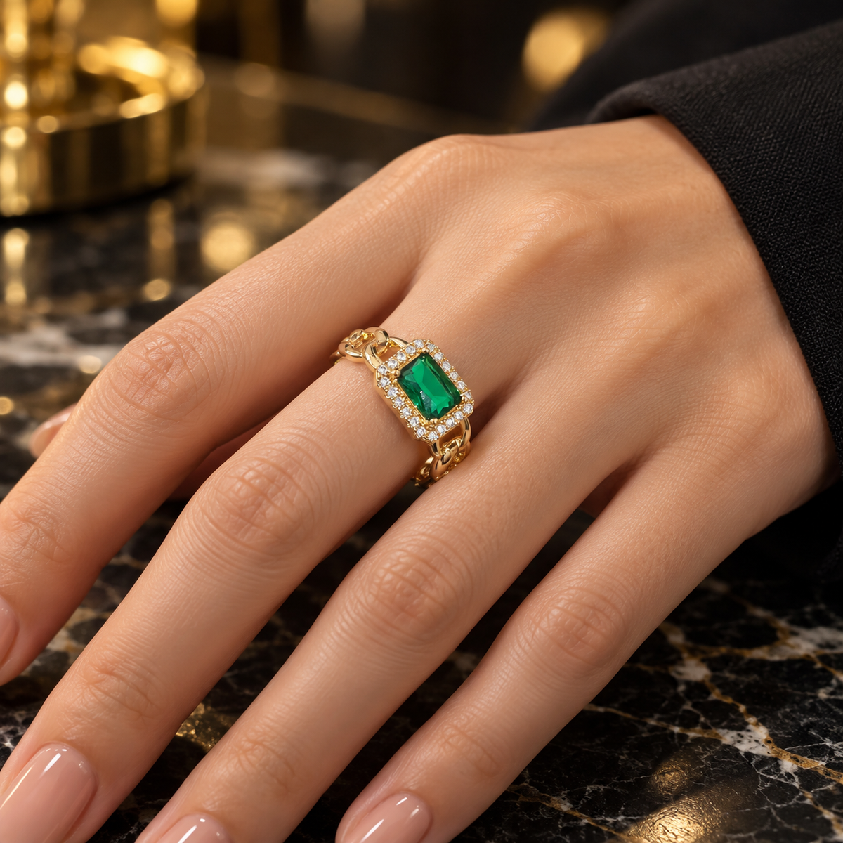 Royal Chain Gem Ring – Multiple Colors