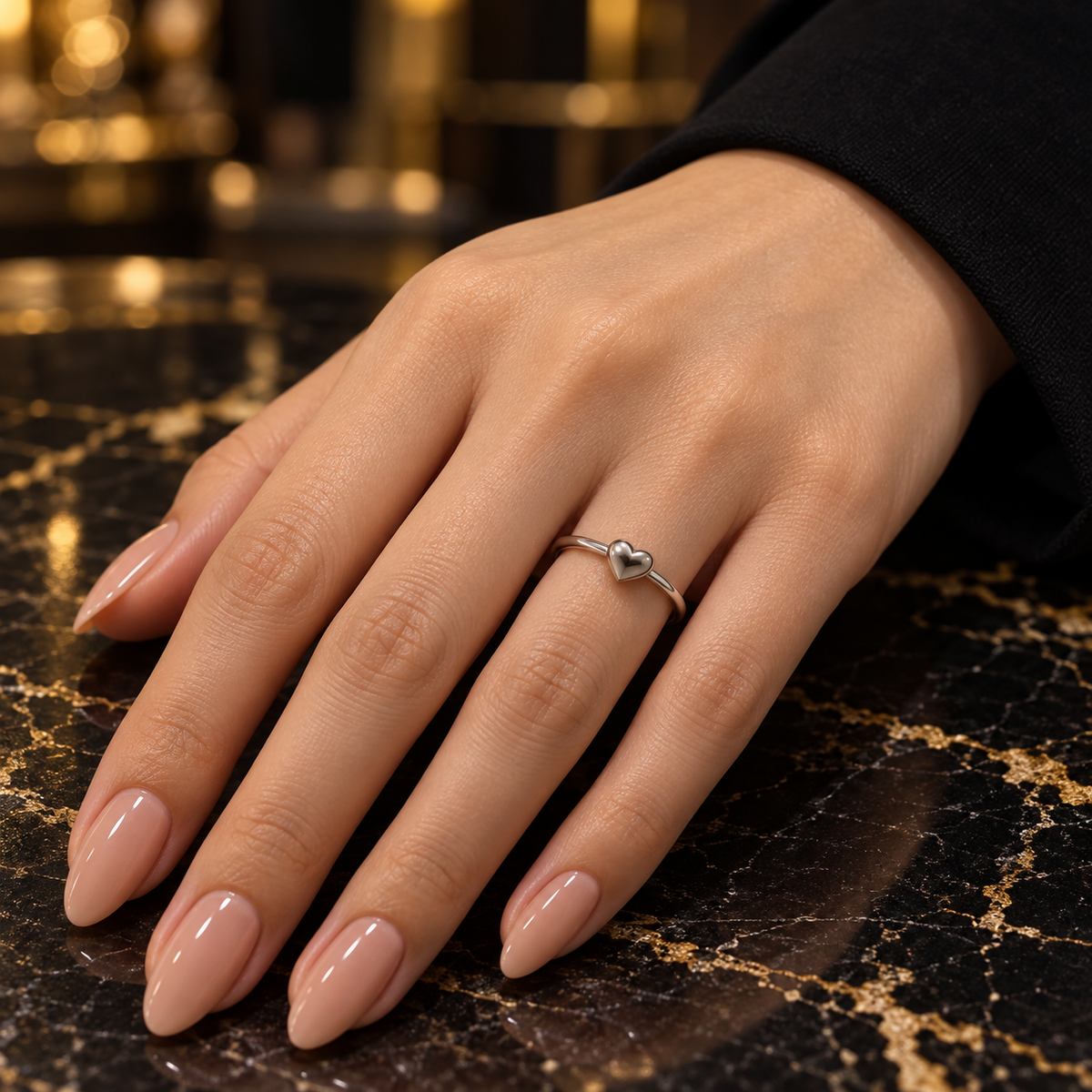 S.steel Silver-Tone Heart Ring
