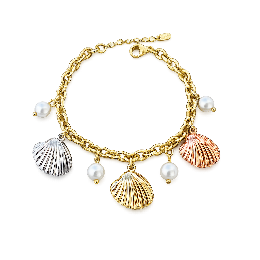 Seashell Pearl Charm Bracelet – Gold Coastal Luxe