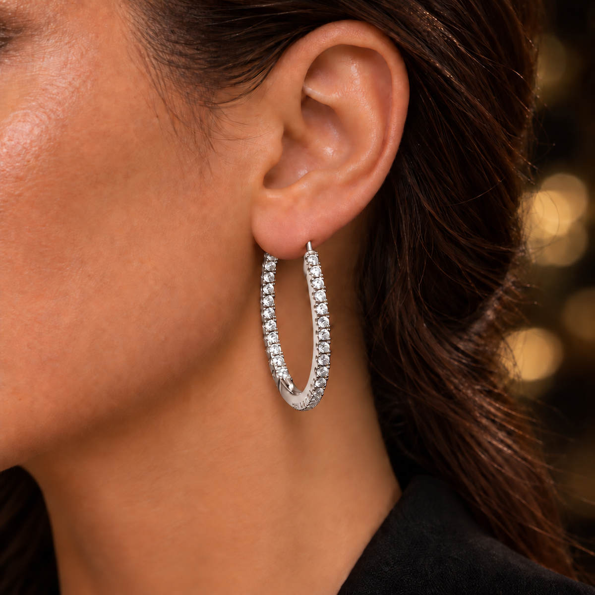 Crystal tennis Inside-Out Hoop Earrings