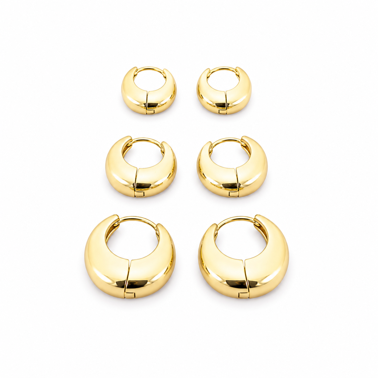 Bold chunky Gold Huggie Earrings Set – Modern Luxury ✨