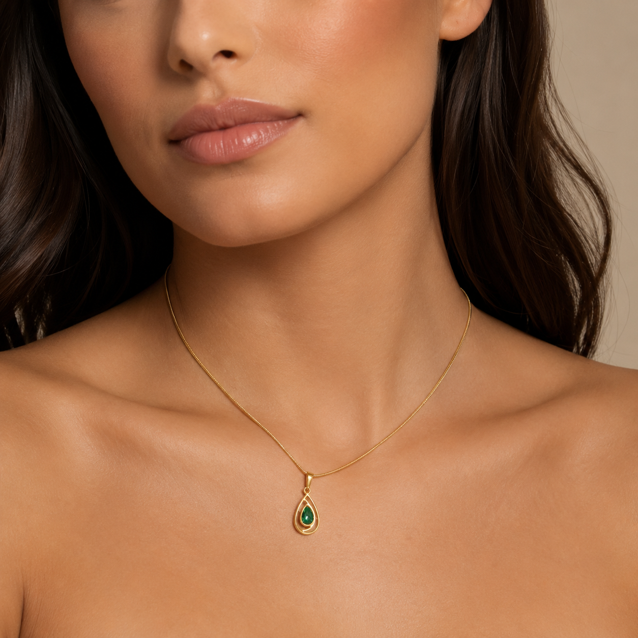 Emerald Drop Pendant Necklace