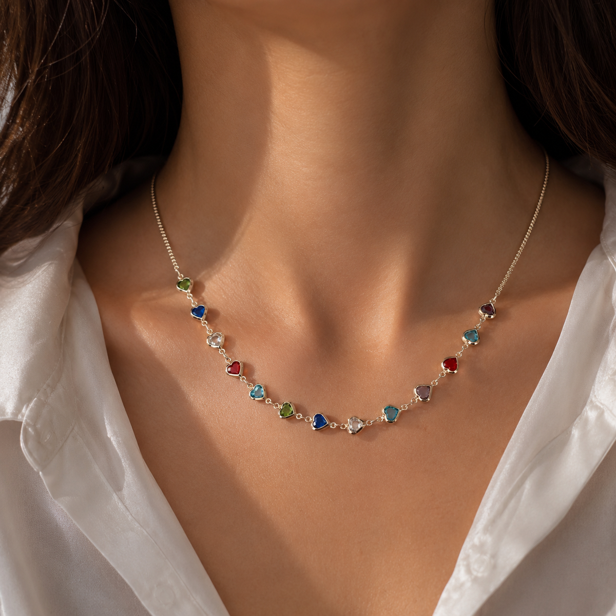 Rainbow Heart Crystal Necklace