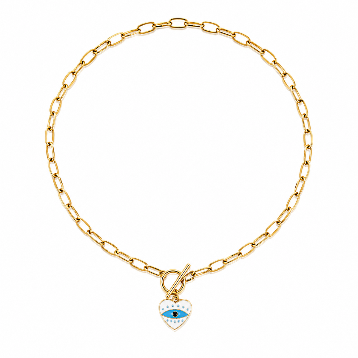Chain Heart Necklace – Evil Eye Charm