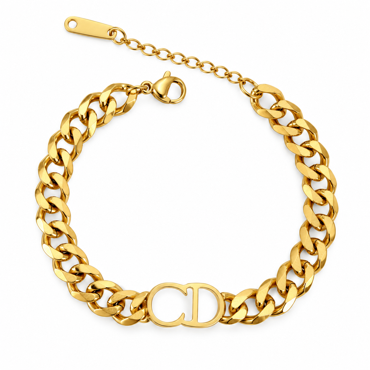 Gold Stainless Steel Cuban Link Bracelet