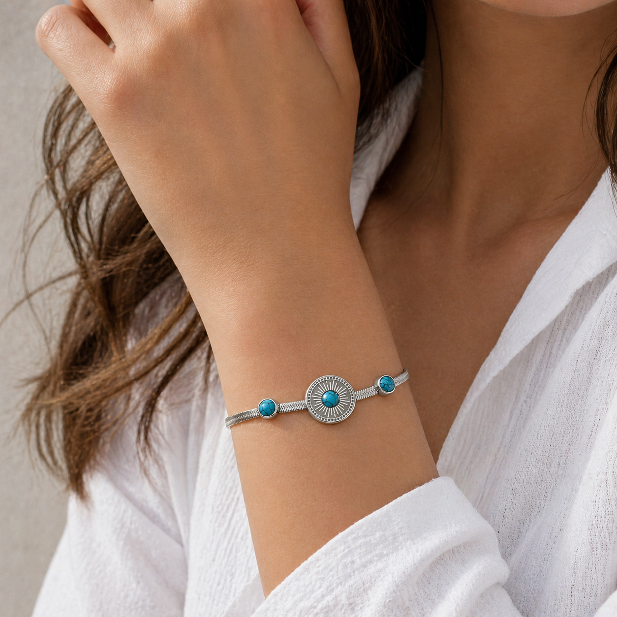 Sunbeam Turquoise Bracelet – Gold & Silver