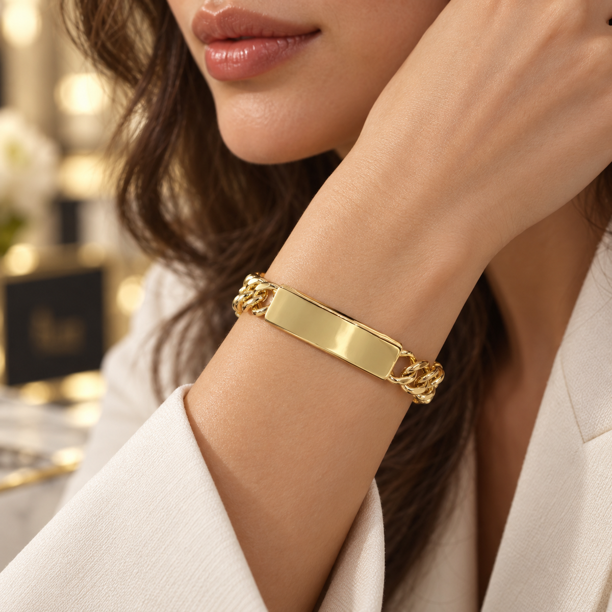 Strip Bold Cuban Gold ID Bracelet – Statement & Personalized ✨
