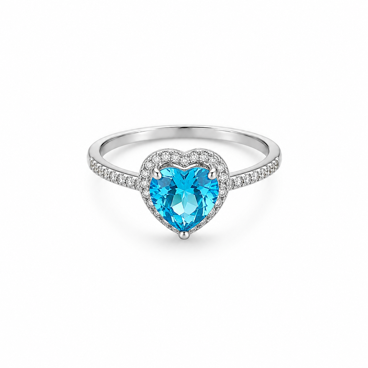 Crystal Heart Solitaire promise Ring