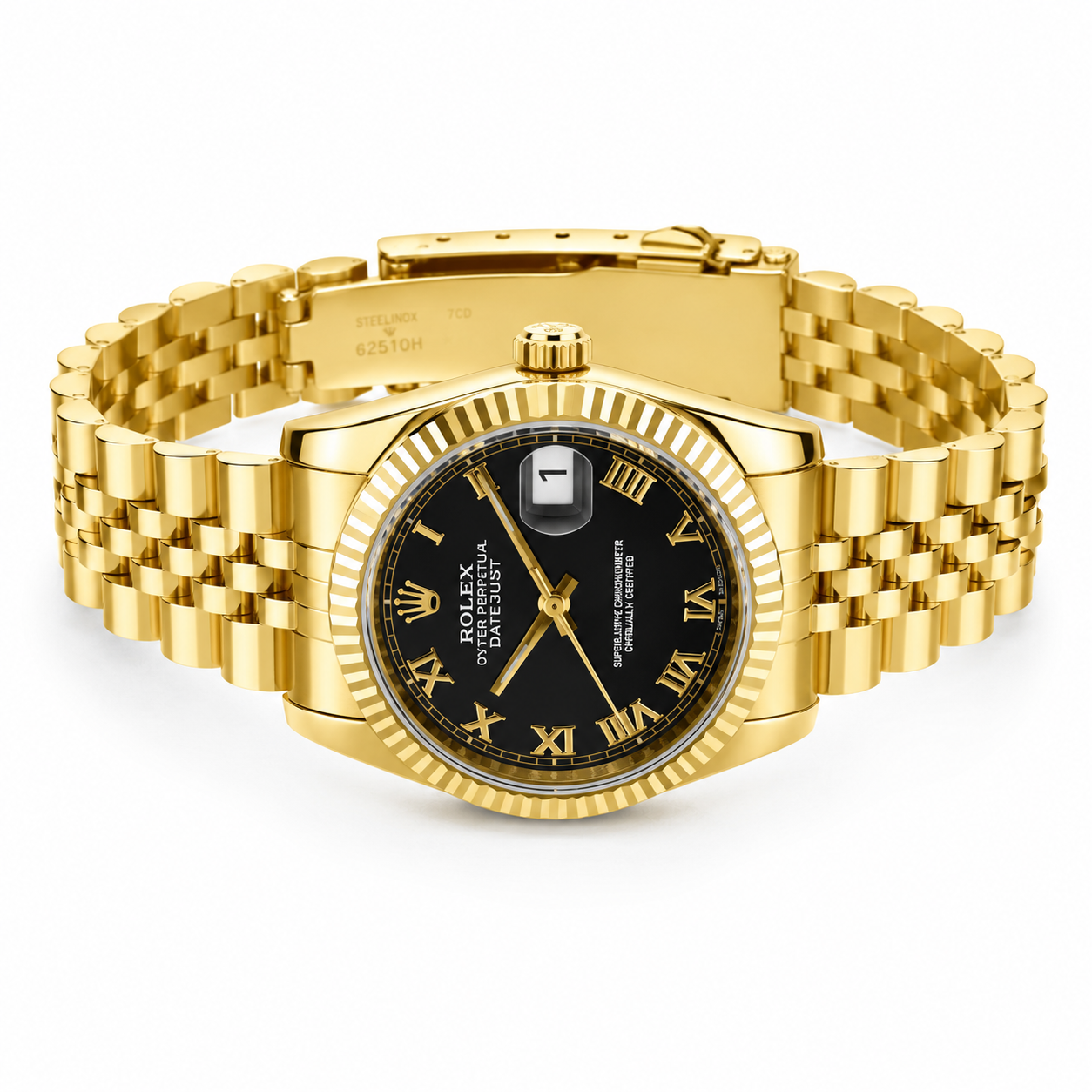 Rolex Oyster Perpetual Datejust – Gold Stainless Steel Watch with Black Roman Dial