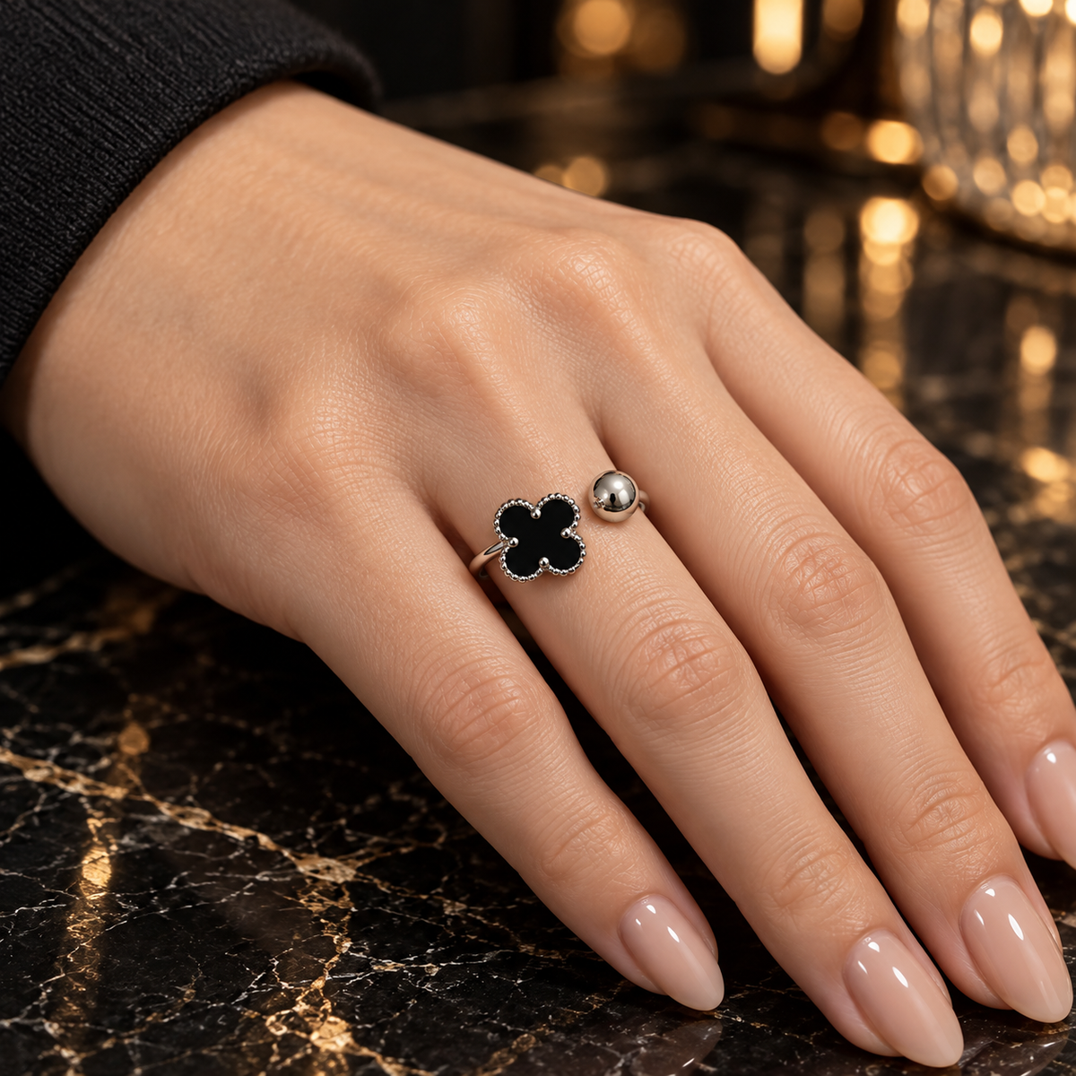 Golden Ball Clover Ring – Radiate Grace & Light