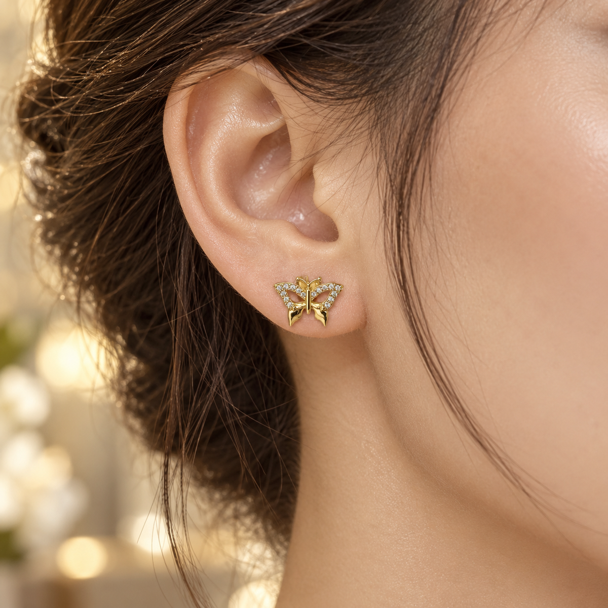 Crystal Butterfly Stud Earrings