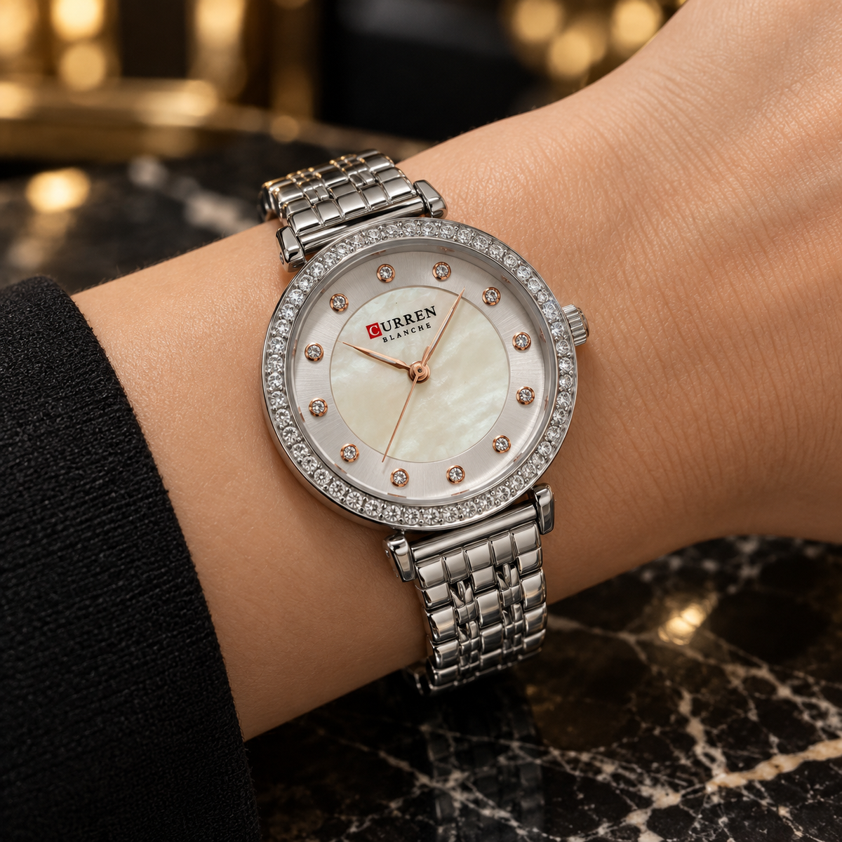 Curren Pearly Dial Bracelet Watch(woman)