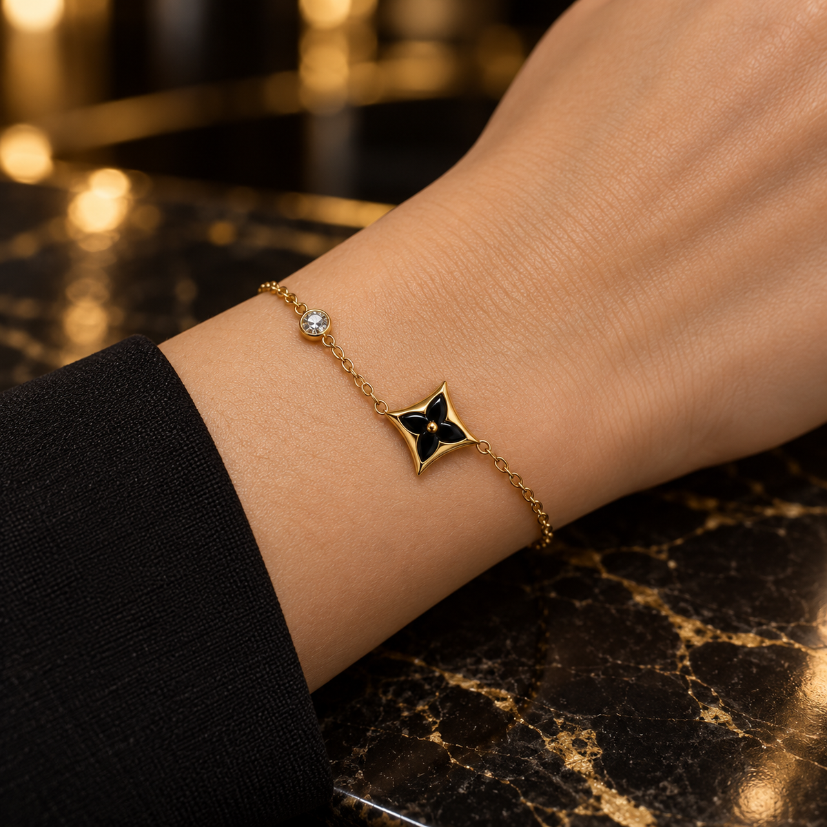 S.steel LV Gold-Tone Floral Charm Bracelet