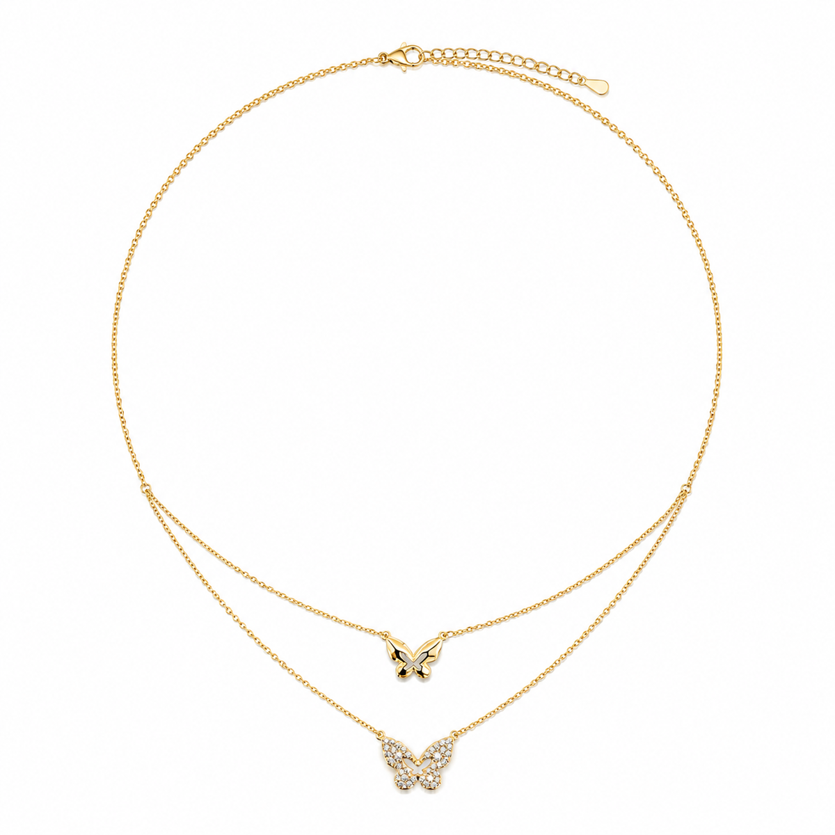 Butterfly Duo Layered Necklace – Gold & Silver Options | Poshewix