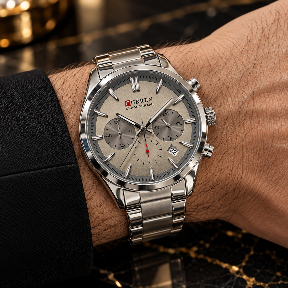 Curren chrono Men’s Silver-Tone Watch(man)