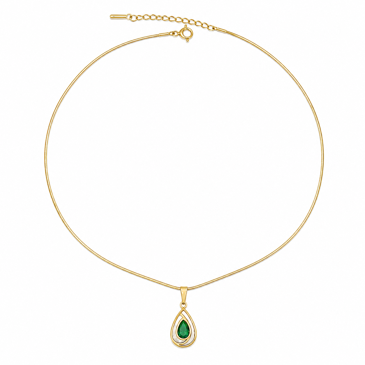 Emerald Drop Pendant Necklace