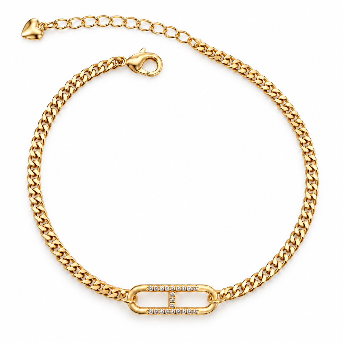 Sparkling Link Gold-Tone Anklet