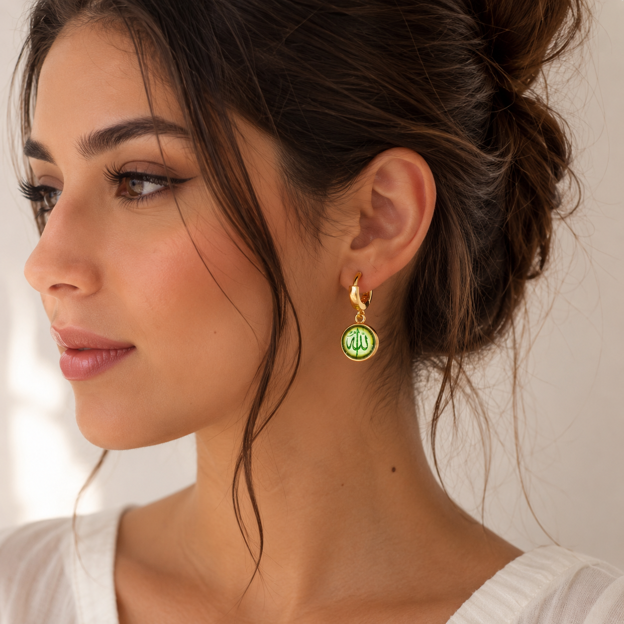 Allah Calligraphy Drop Earrings – 18K Gold-Plated ✨