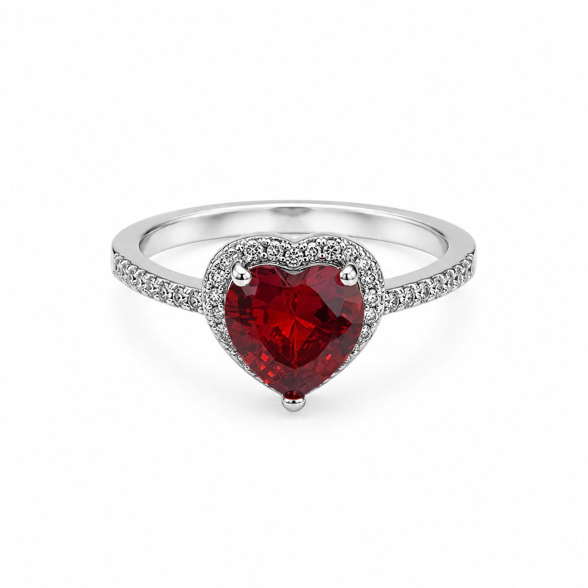 Crystal Heart Solitaire promise Ring