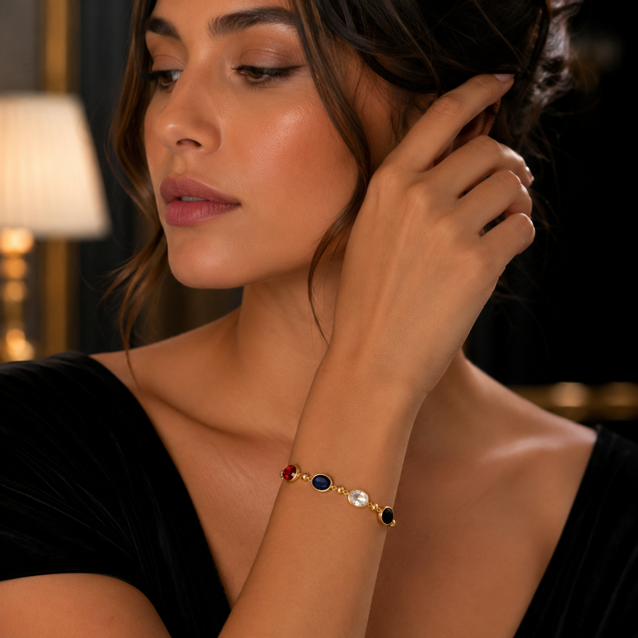 Multicolor Oval Stone Bracelet