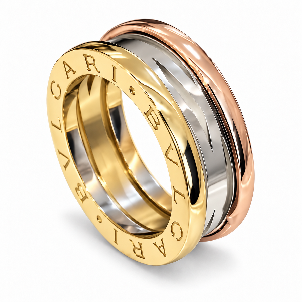Interlocking Trio Motion Studded Rings