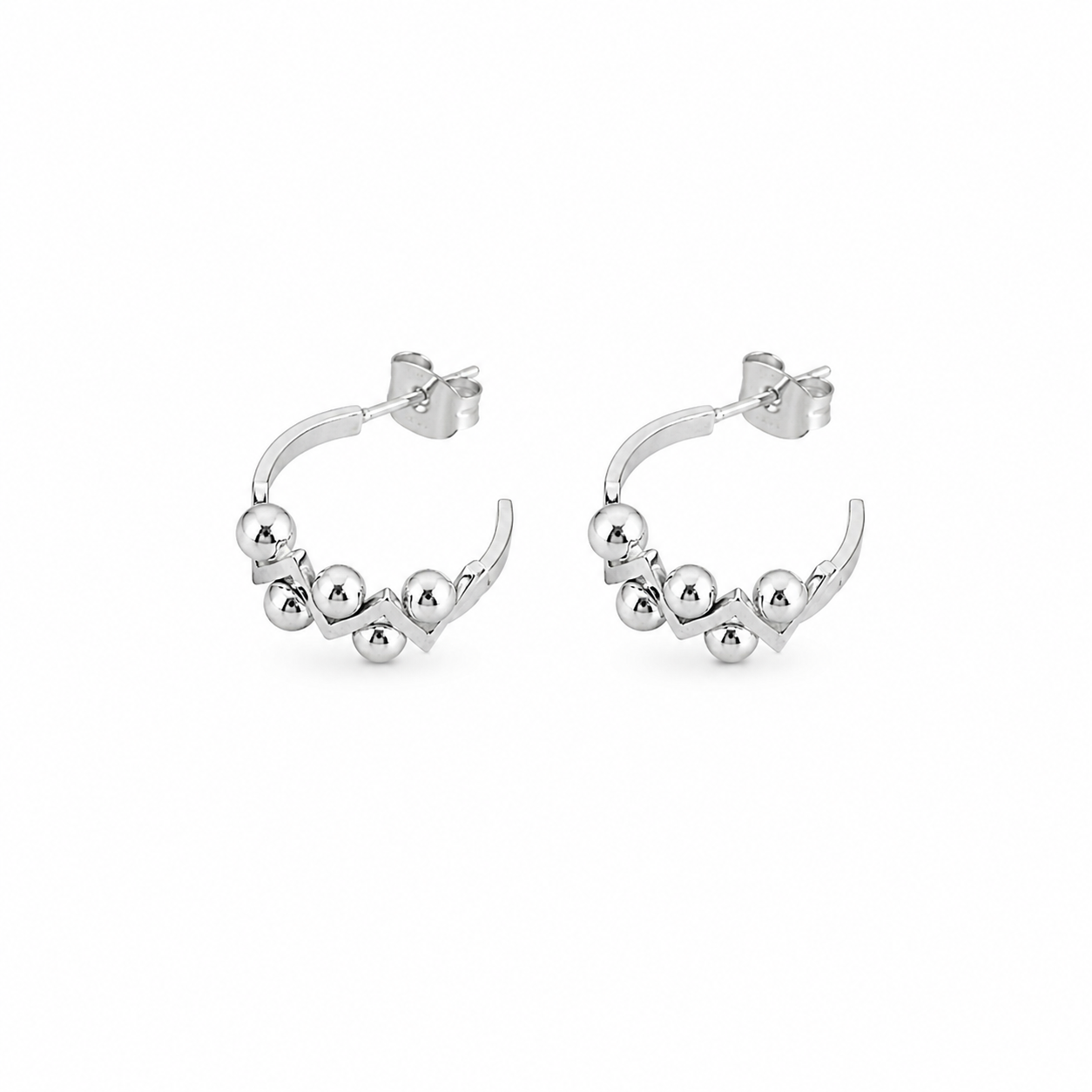 Bold Geo Ball Hoop Earrings – Gold & Silver | 18K Plated