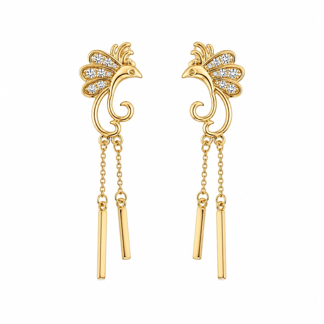 Golden Phoenix Drop Earrings