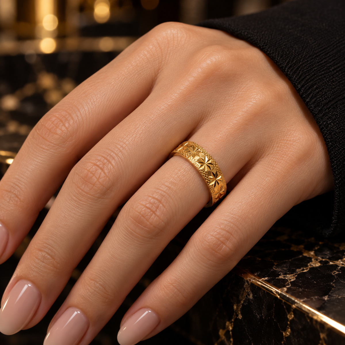 wedding ring Starburst– Gold