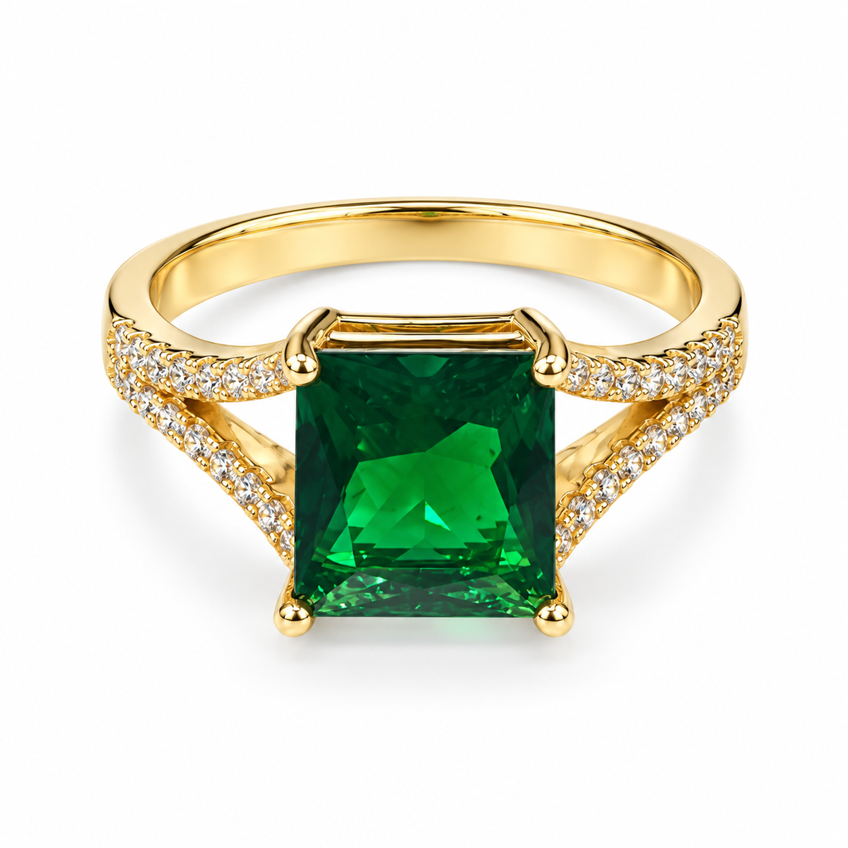 Petite emerlad Gold Textured Band