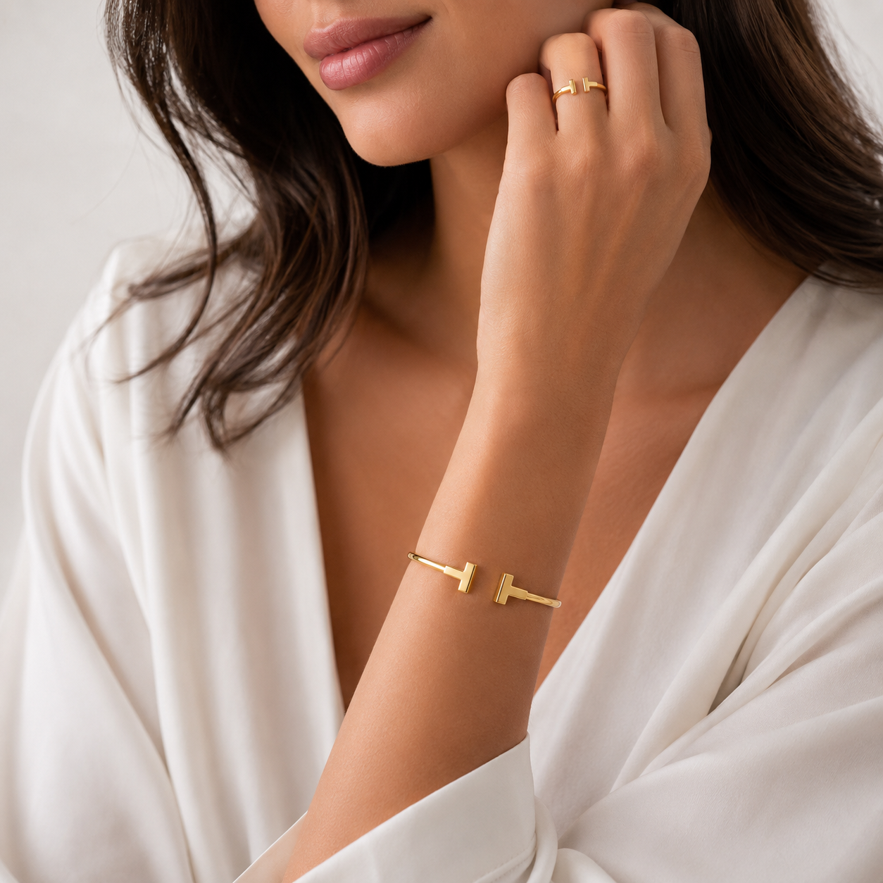 thin tiffany bangle & Ring Set