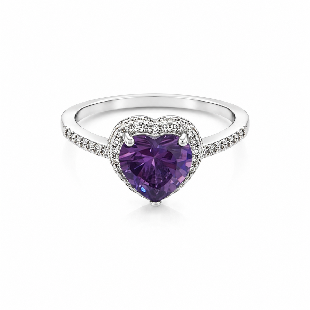 Crystal Heart Solitaire promise Ring