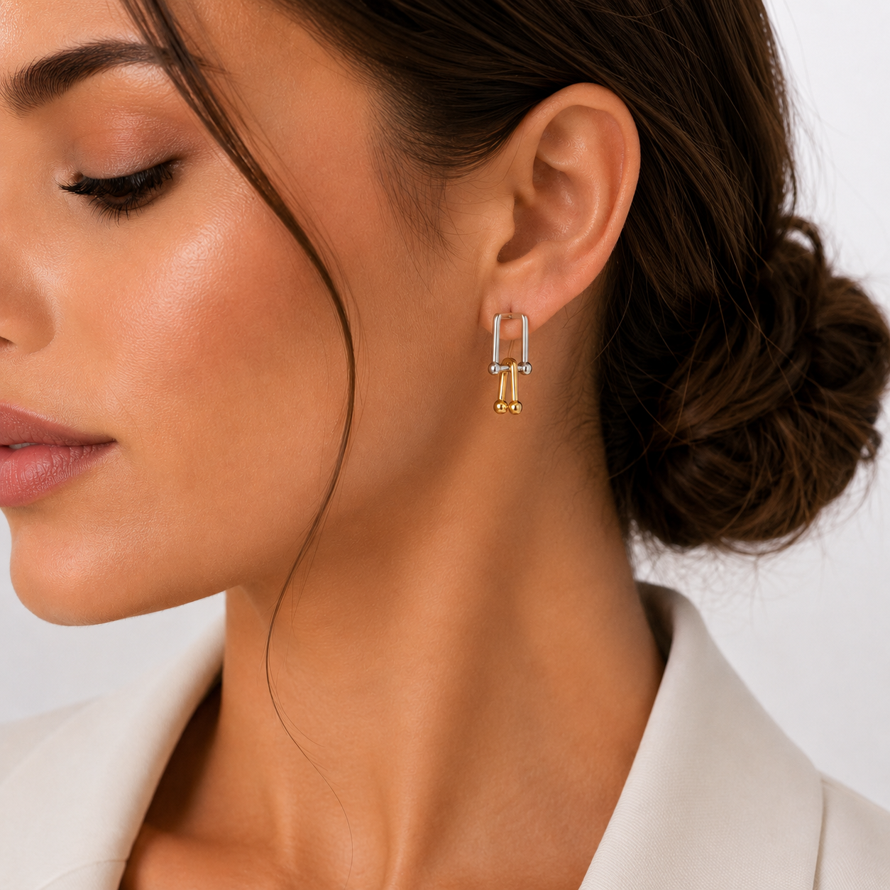 Dual-Tone tiffany Hoop Earrings – Silver & Gold Boldness ⚡