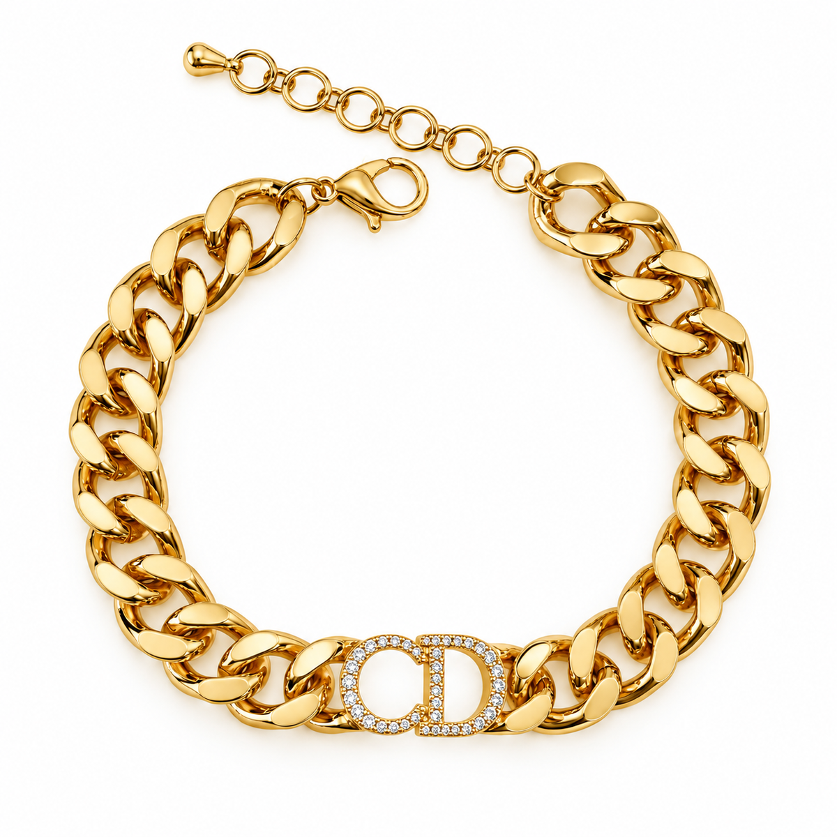 CD Crystal Link Statement Bracelet – Bold & Luxurious