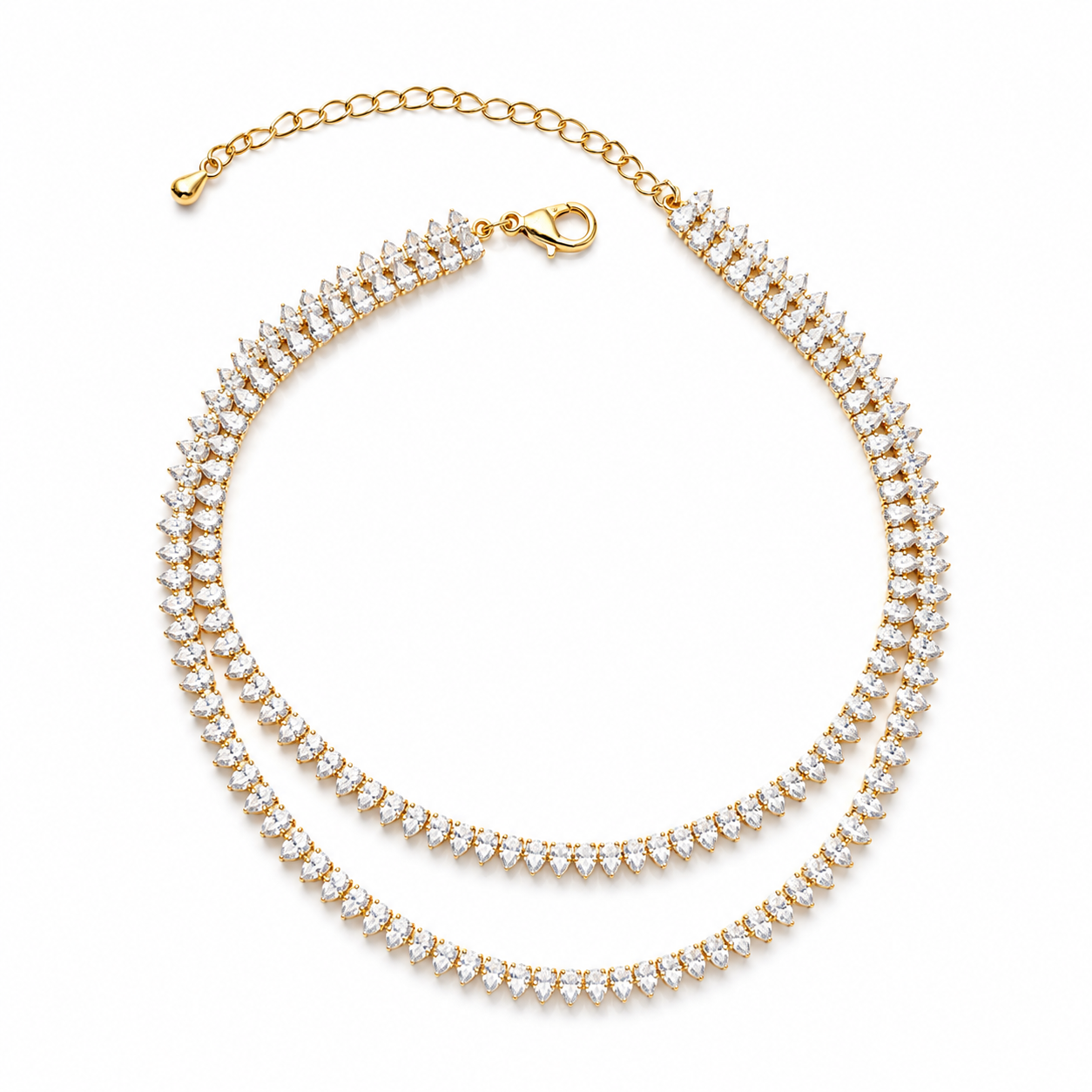 Double-Layer Pear-Cut Crystal Anklet