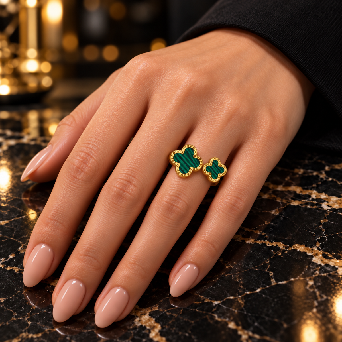 S.steel Dual Clover Ring – Lucky Charm(Free size)