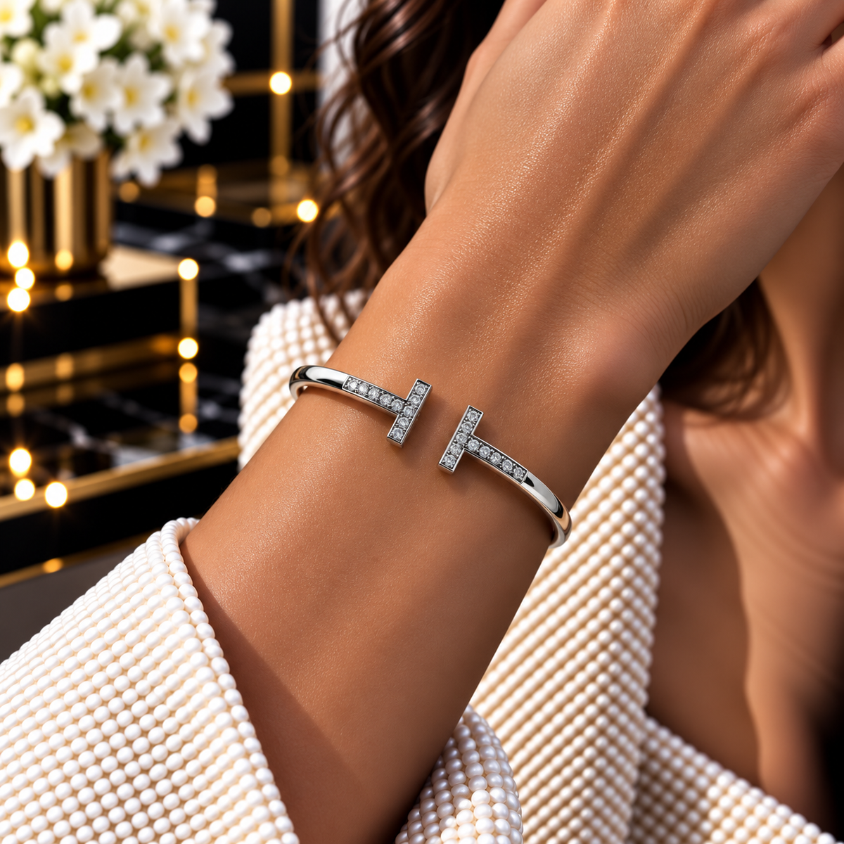 Tiffan-y With stone Link Bangle