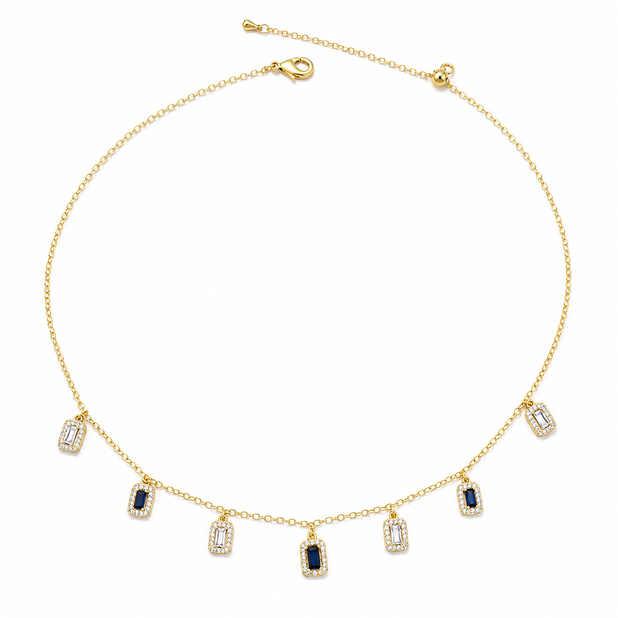 Emerald-Cut Crystal Charm Necklace