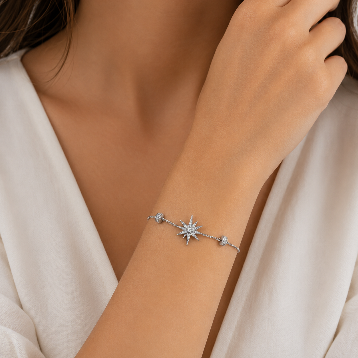 silver 925 North Star Crystal Bracelet – Silver Shine ✨