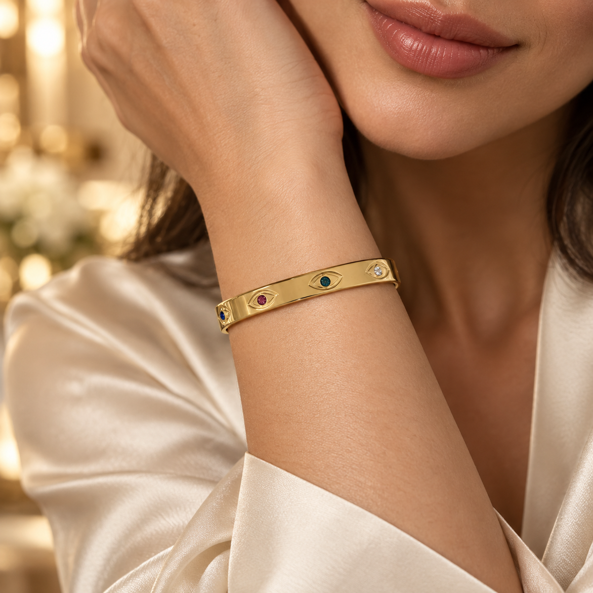 Rainbow Sparkle Gold Bangle