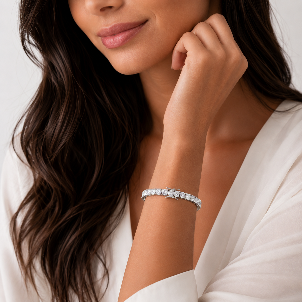 stainless steel Cubic zirconia silver color Tennis Bracelet ( 5mm )