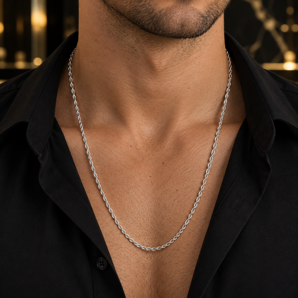 Silver 925 Corda Twisted Rope Chain(60cm)