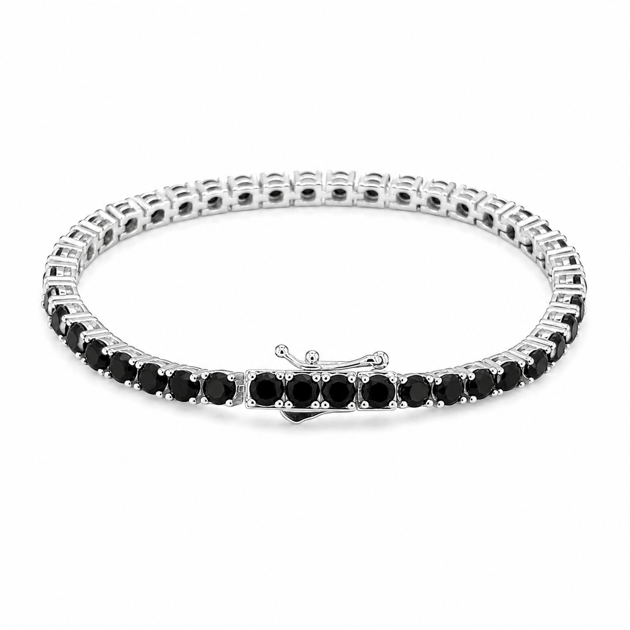 Silver 925 (silver&black) diamondlite Tennis Bracelet – Black Crystal Elegance(4mm)