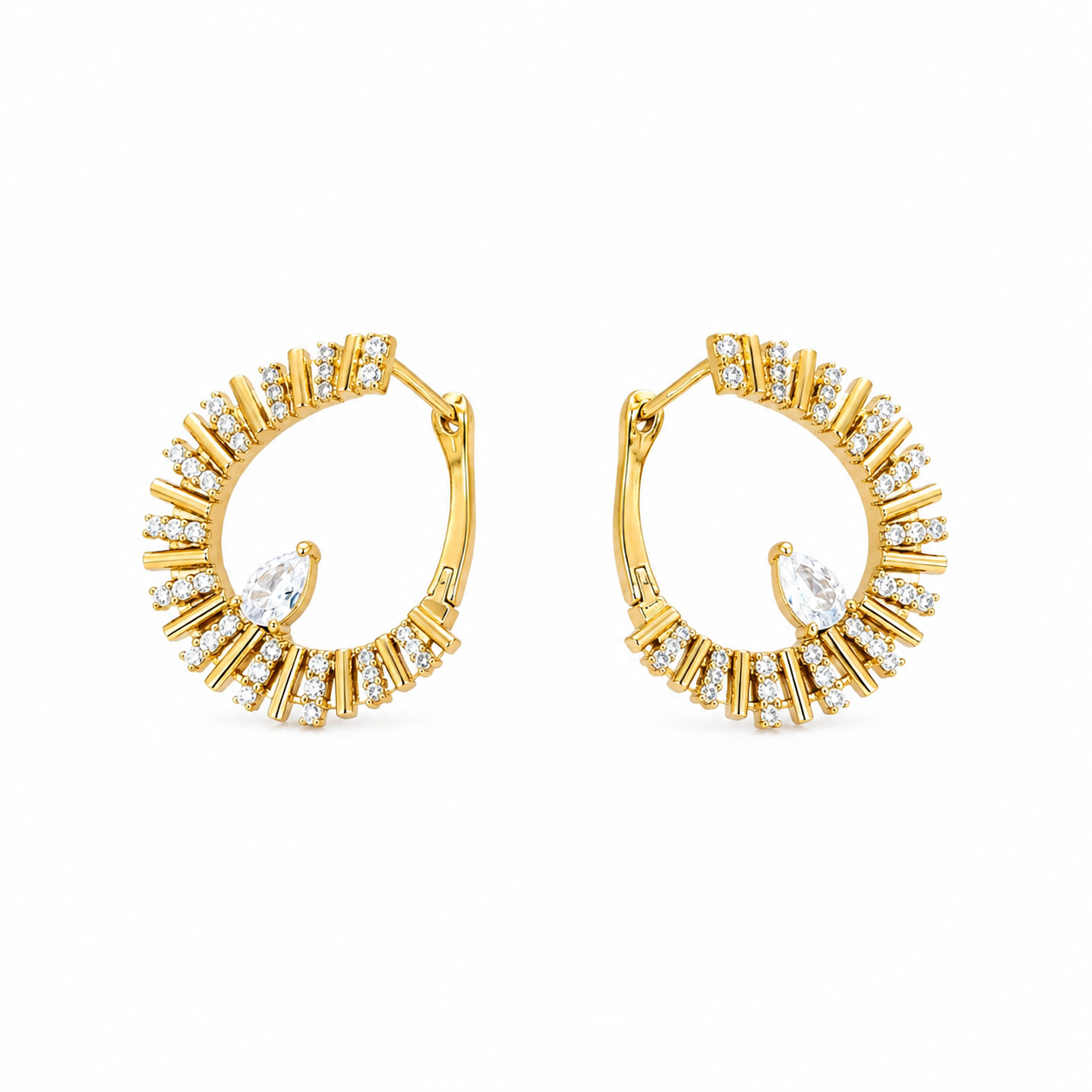Radiant Crystal Hoop Earrings (Available in Rose Gold)