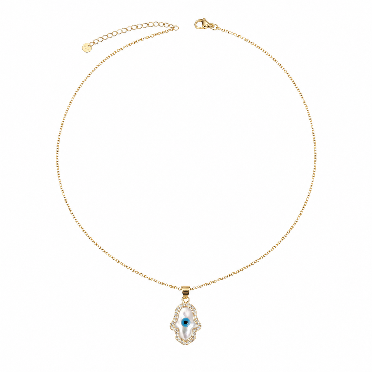 Hamsa Evil Eye Necklace – Gold Plated Hand of Protection