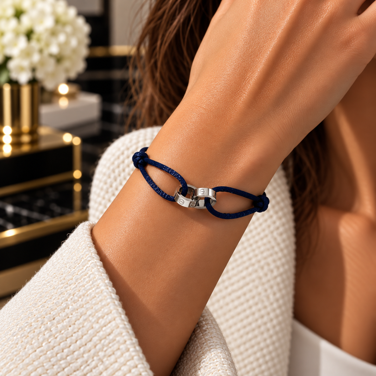 Love silver color Cord Bracelet – Adjustable Unisex Design
