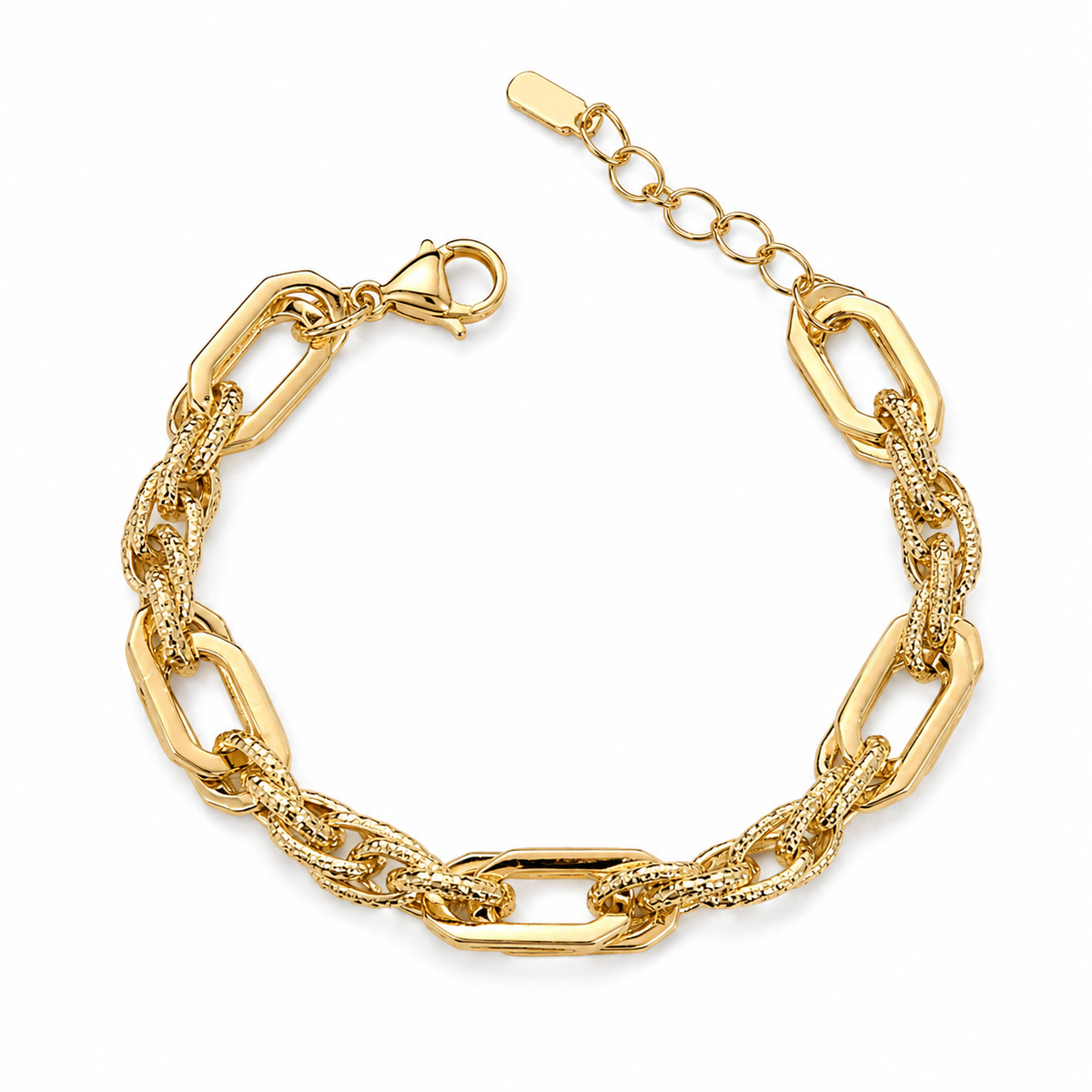 Geometric Textured Link Bracelet
