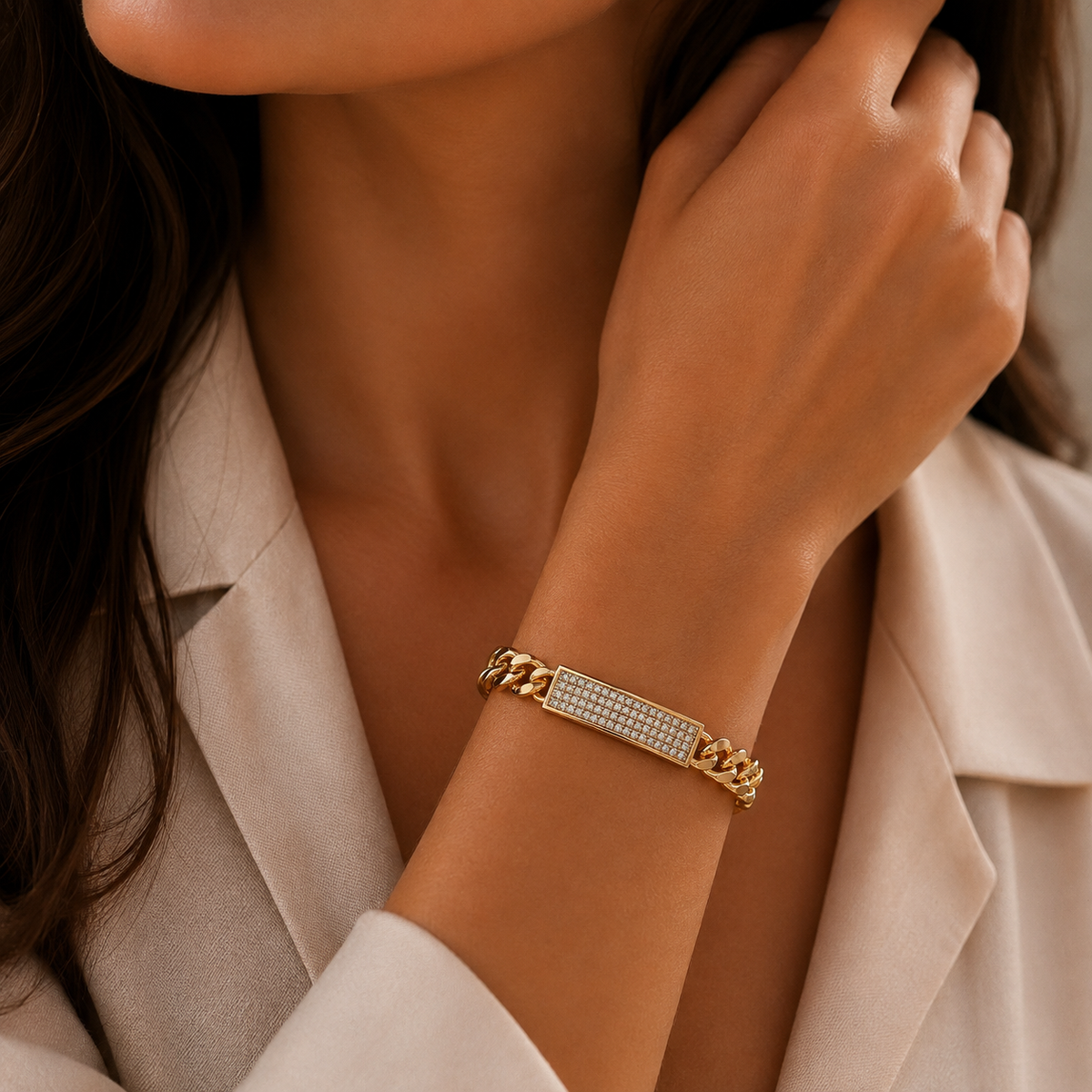 Rose Gold Crystal strip Bracelet