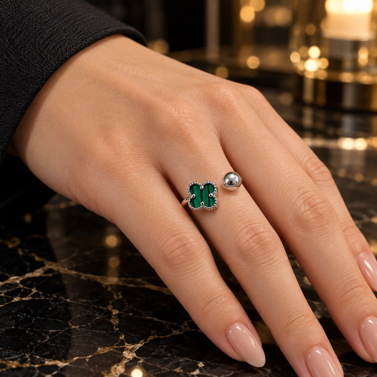Golden Ball Clover Ring – Radiate Grace & Light