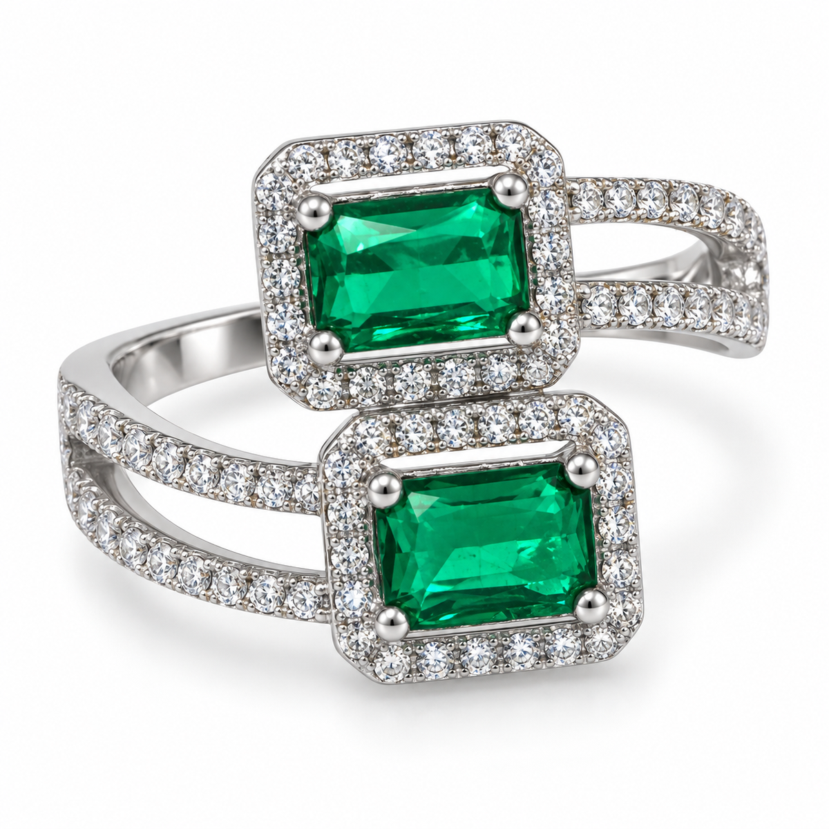 Royal Blue Duo Gem Ring – Silver & Gold