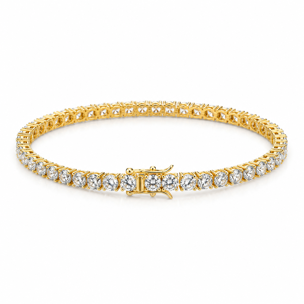 Vip stainless steel golden color tennis bracelet(4mm)